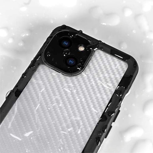 White Carbon Fiber Specialty Texture Material iPhone 15 Waterproof Case